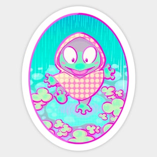 Frog playing in the rain Sticker